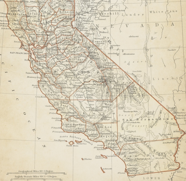 Vintage map of California